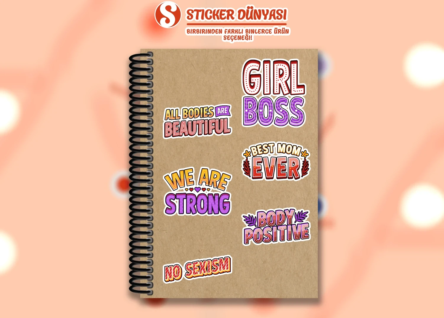 Kadın Sevgi Yazılı Renkli Sticker Koleksiyonu (Woman3) görsel 3